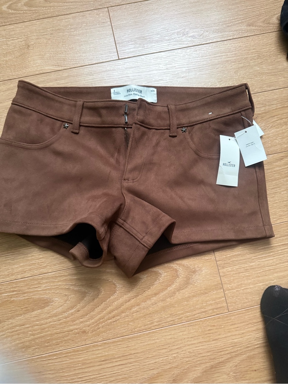 Hollister Women's Brown Low-Rise Cotton Blend Jean Shorts